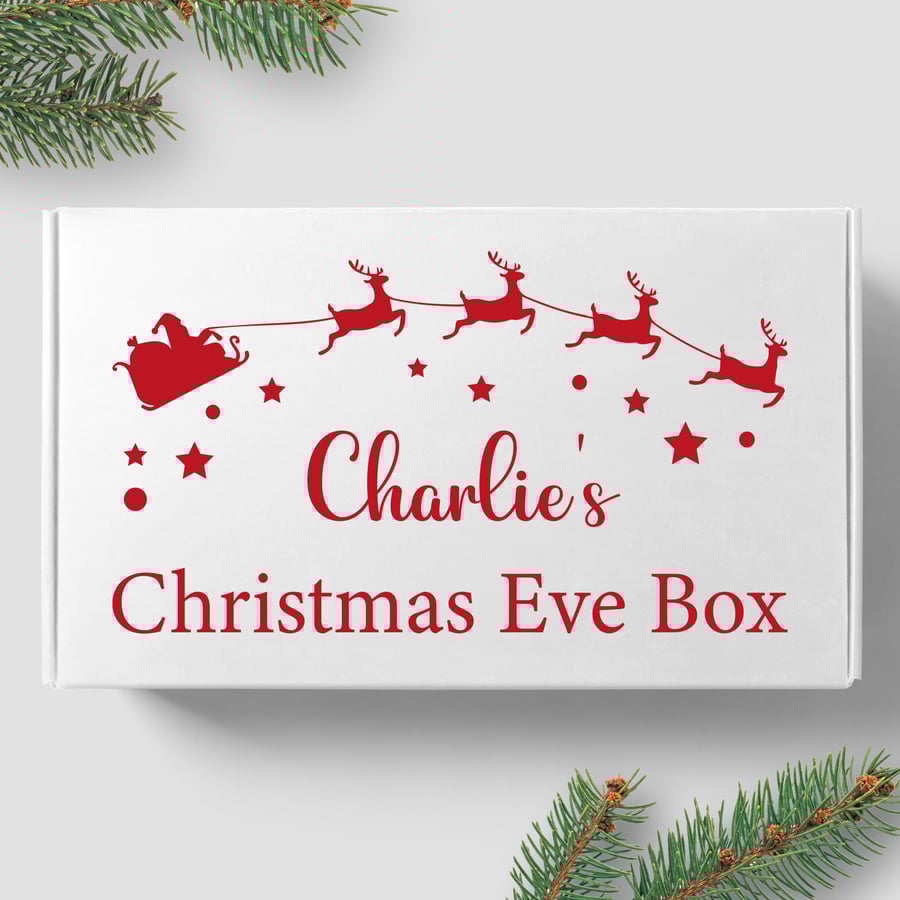 personalised Christmas Eve Box Sticker - Custom Name Xmas Eve Gift Box Decal 