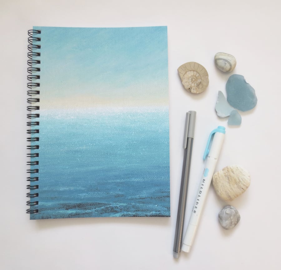Ocean themed cover notebook spiral binding A5 (6x8 approx) gift stationery desk 