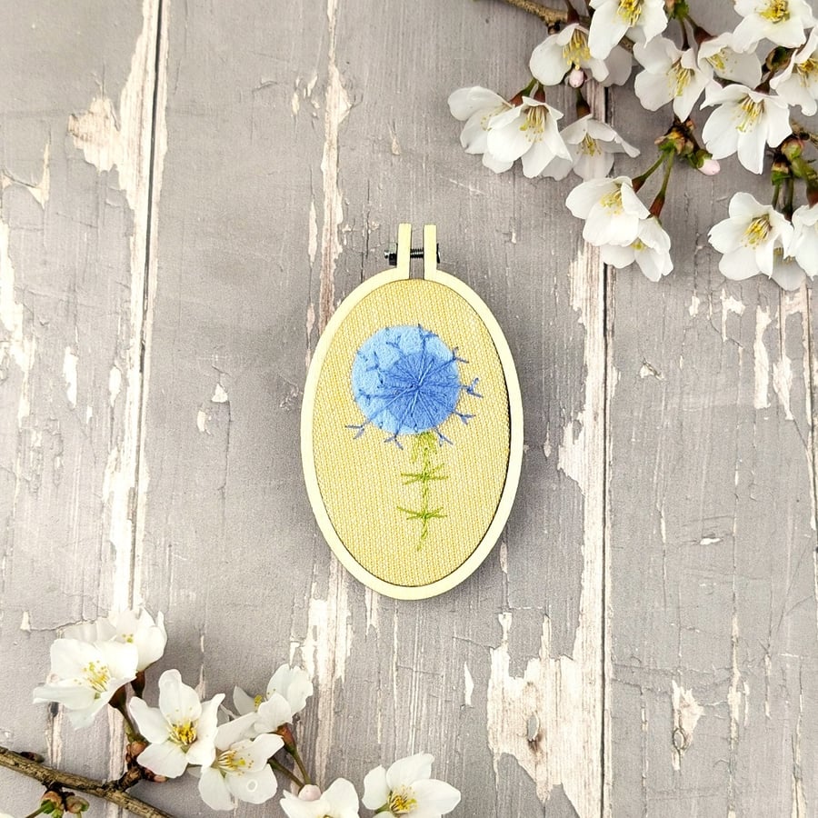 A Hand Embroidered Alium Brooch