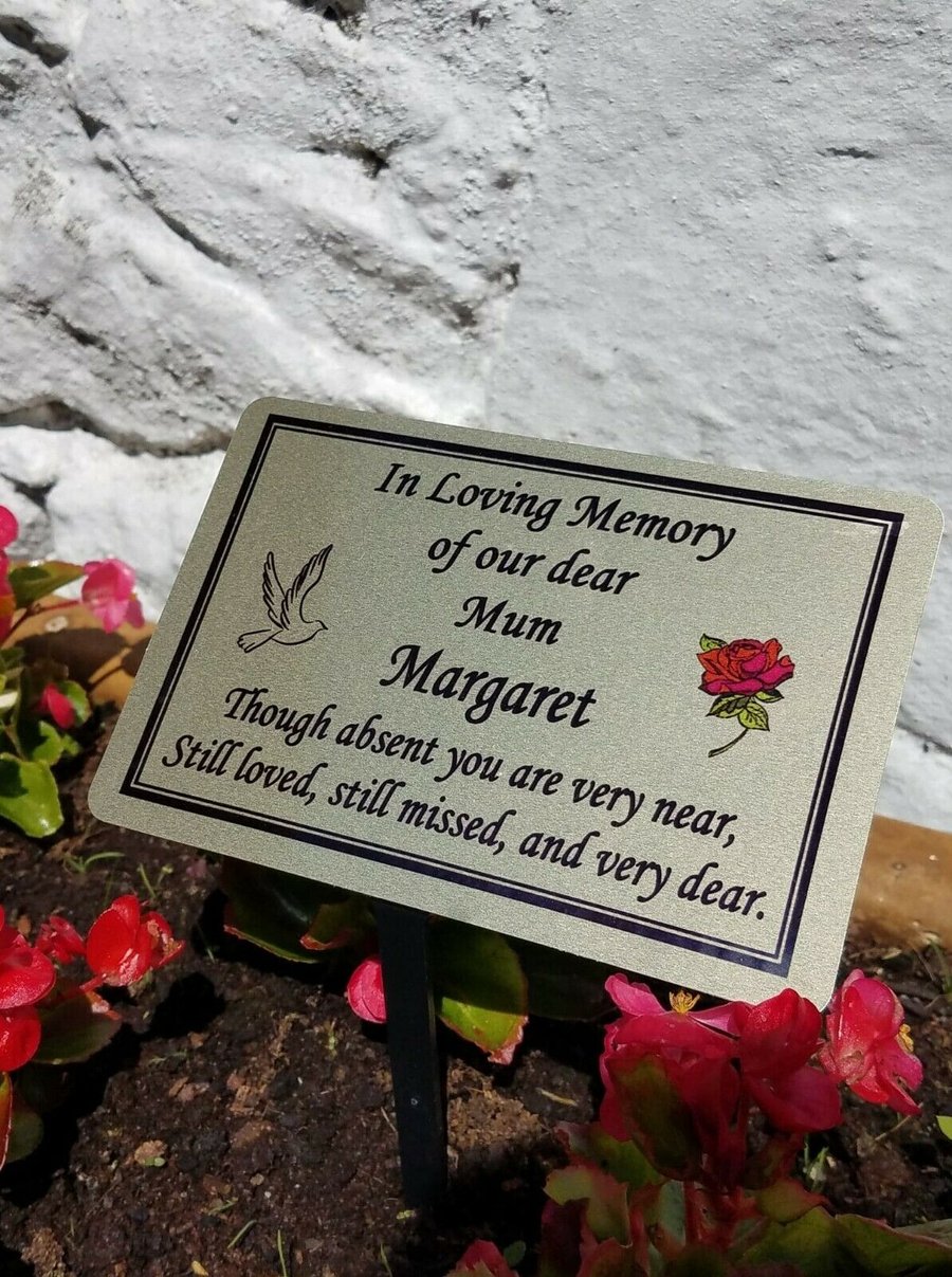 Personalised memorial marker grave plaque grave ornament Memory Garden Plaque
