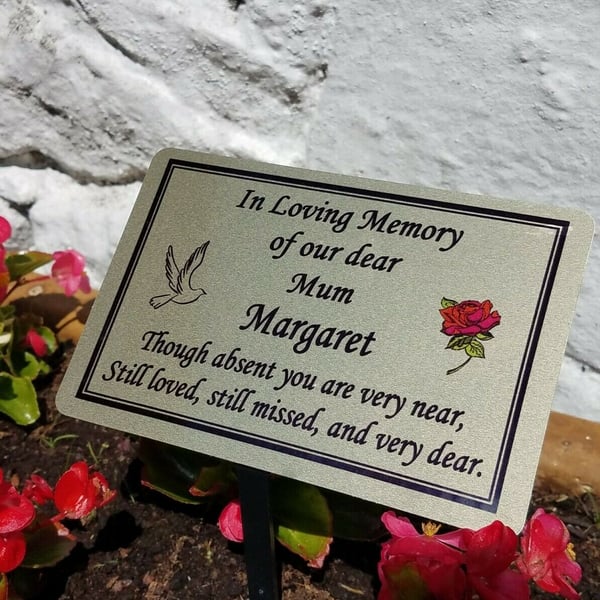 Personalised memorial marker grave plaque grave ornament Memory Garden Plaque