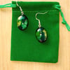 Resin green oval earrings