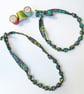 Lime, Turquoise, Navy & Pink Liberty Print Fabric Necklace - Byrne Print - Image 3