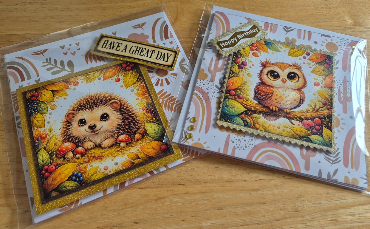 Handmade Cute Forest Animal Greeting Card Bundle