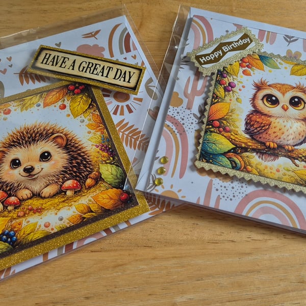 Handmade Cute Forest Animal Greeting Card Bundle
