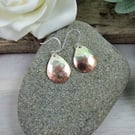 Earrings, Sterling Silver and Copper Rustic Teardrop Earrings