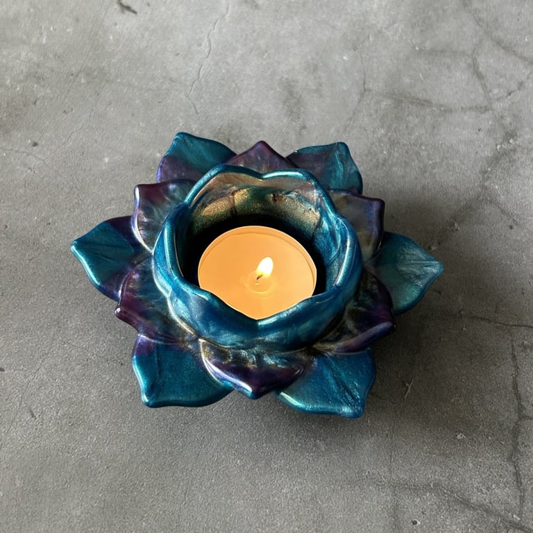 Lotus Flower Blue Tealight  Holder