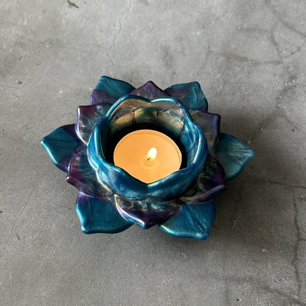 Lotus Flower Blue Tealight  Holder