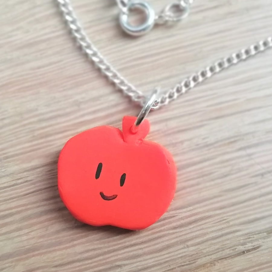 Pumpkin pendant necklace, sliver chain, orange polymer clay, halloween gift