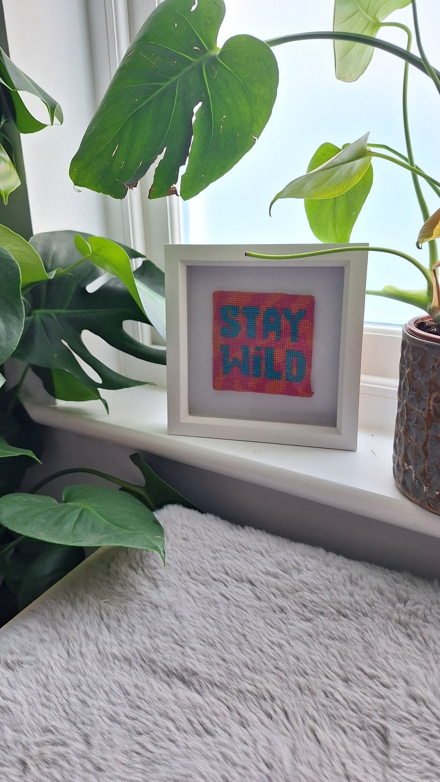 Stay Wild Modern Needlepoint Kit – Zebra Print Beginner Craft Kit
