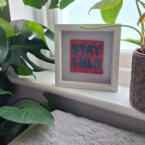 Stay Wild Modern Needlepoint Kit – Zebra Print Beginner Craft Kit