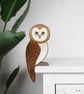 Barn owl door topper, hand painted wooden bird wall art, forest theme decor. - Image 1