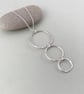Hammered Sterling Silver Triple Circle Necklace - Image 3
