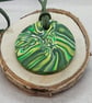 Large green polymer clay pendant - Image 2