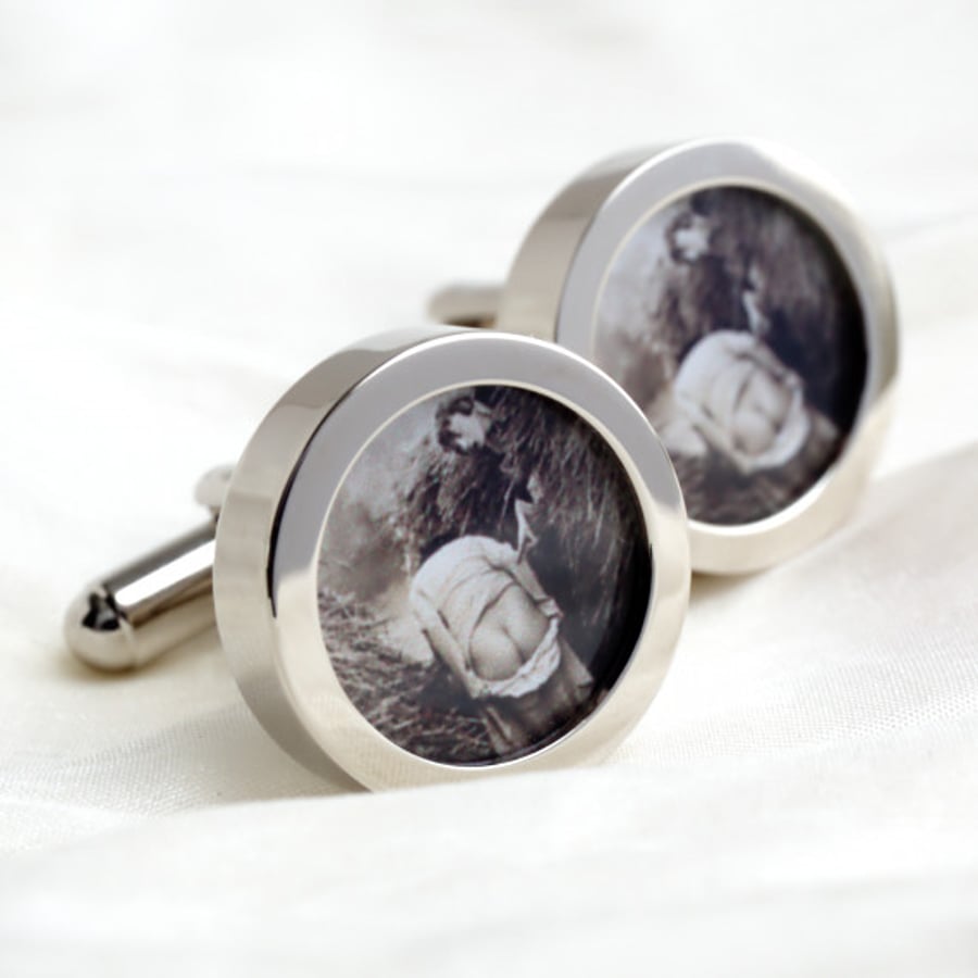  Naked Bottom Cufflinks 1920s Vintage Nude Bottom in a Haystack Cufflinks