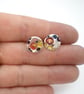 Tiny Round Enamel Silver Post Earrings - Image 3