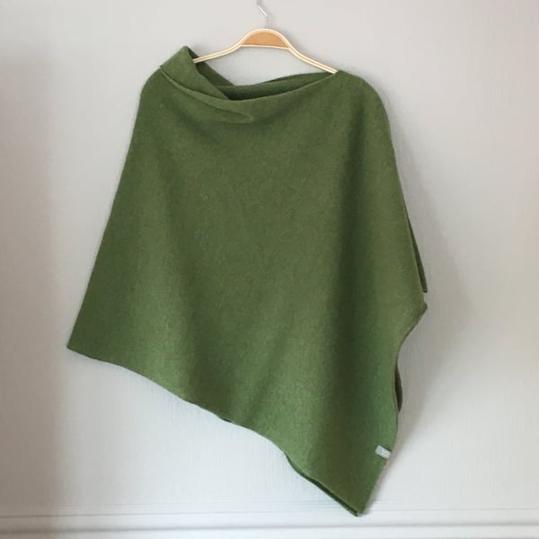 Soft Merino Lambswool Bay Green Wrap Poncho