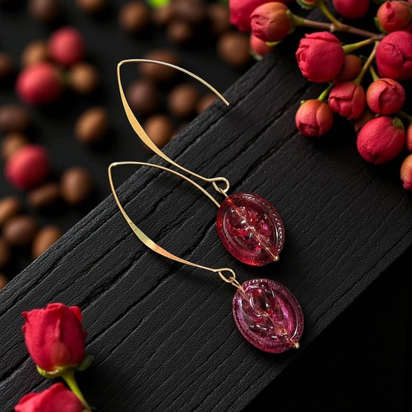 Unique rose earrings. Floral jewellery, special jewellery, boho jewellery