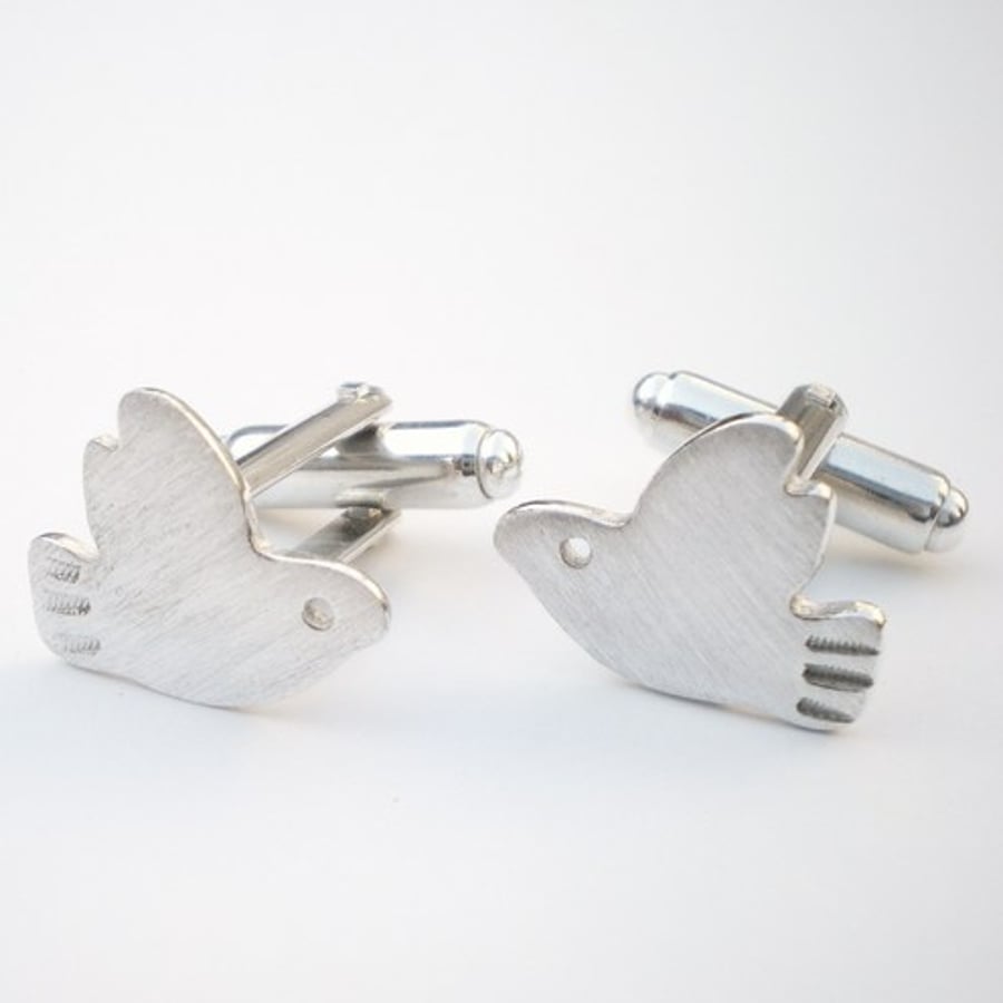 Little Dove Silver Cufflinks