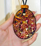 Red Swirl Necklace with Multicoloured Pendant 