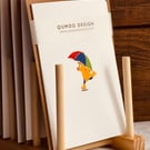 New baby nursery decor Yellow Mackintosh Umbrella blank greetings card (QM325)