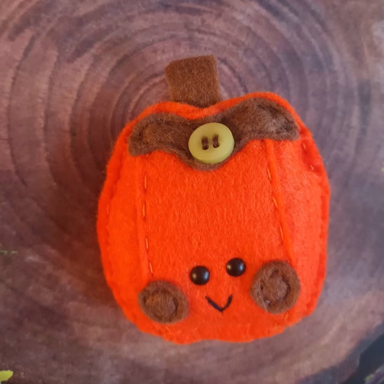 Wool Blend Felt 'Pumpkin' Pocket Hug for Autumn (A)