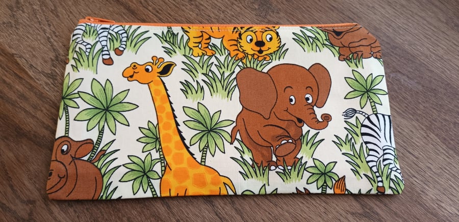 Kids, Childs Pencil Case. Wild Animal Jungle Themed, Free Delivery.