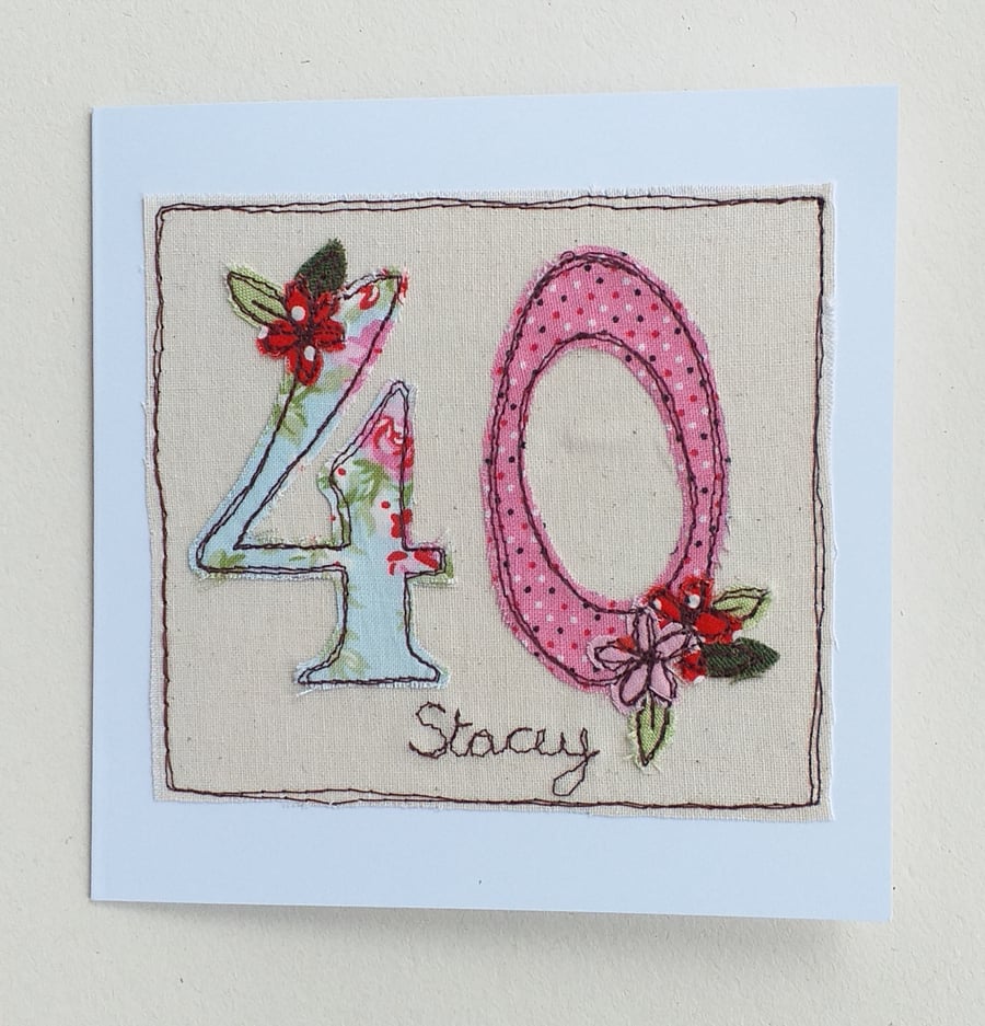 Personalised Age Embroidered Number Birthday Card