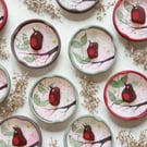 Sea Glass Robin Fridge Magnet - Recycled Jar Lids