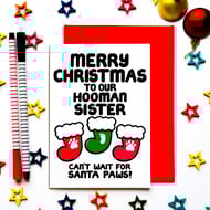 Merry Christmas Card For Hooman Sister, Daughter From Your Pets, Dogs, Cats