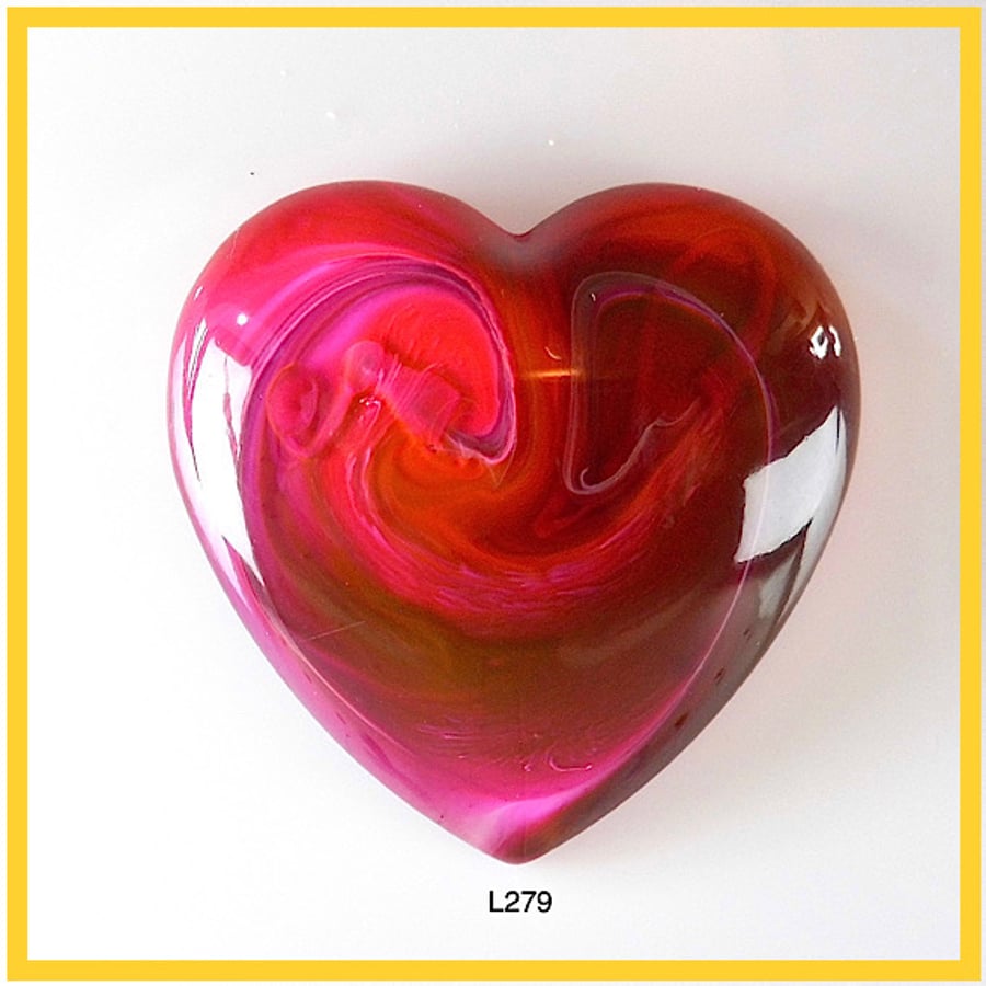 Large Pink Heart Cabochon, hand made,Unique, Resin Jewelry, L279