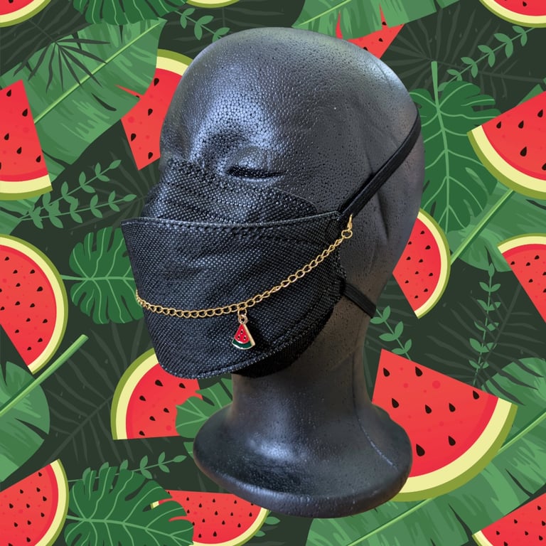 Gold mask chain with watermelon charm