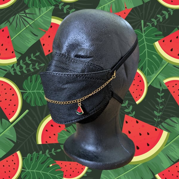 Gold mask chain with watermelon charm