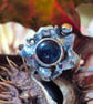 Sterling silver and blue goldstone gothic ring - Image 1