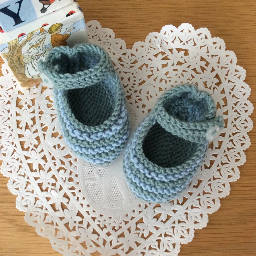 Hand Knitted Mary Jane Baby Booties 