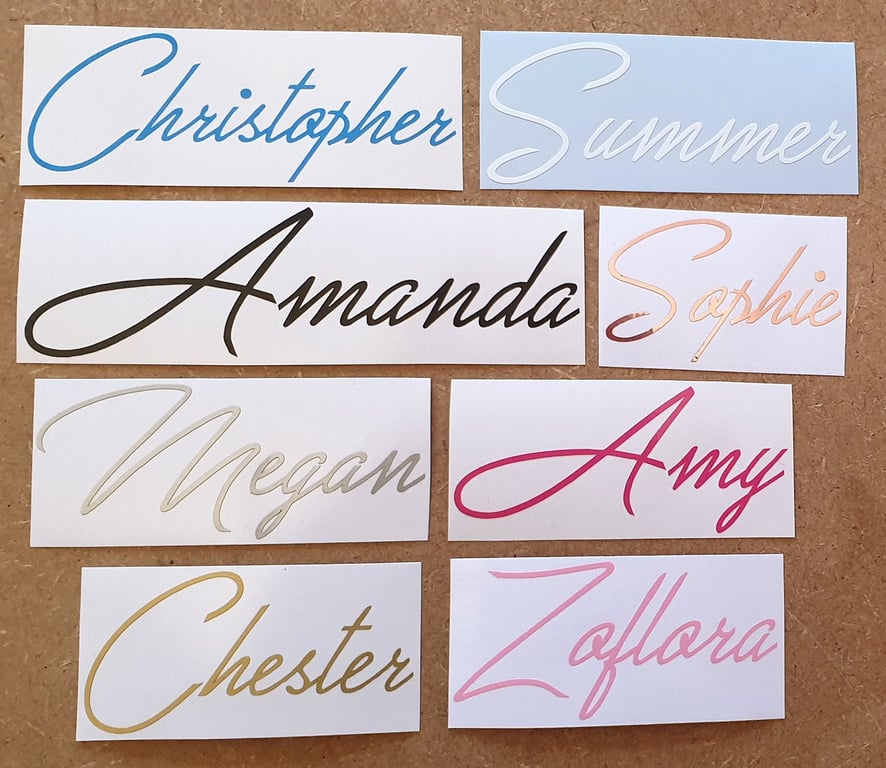 Personalised Name Sticker Vinyl Decal Label Water Bottle Wine Glass Lunch Box