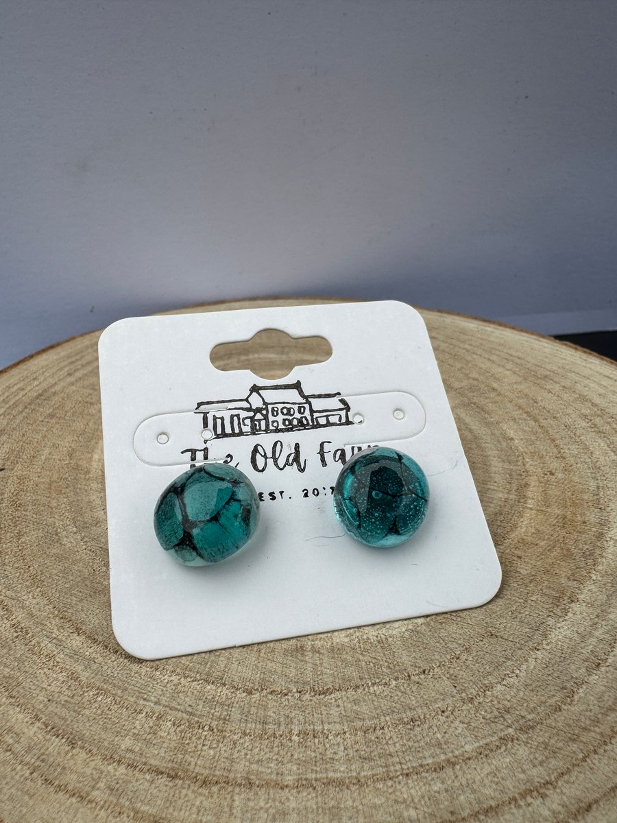 A beautiful Pair of Blue Glass Fused Earrings 