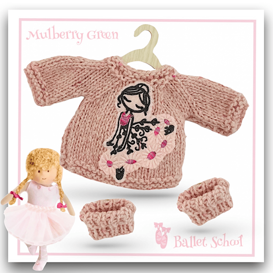 Reserved for Kat - Pink Ballerina Embroidered Practise Jumper and Ankle Warmers
