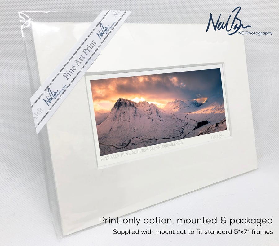 Snowy Buachaille Etive M r Glen Coe Highlands - A6 (7" x 5") Unframed Print