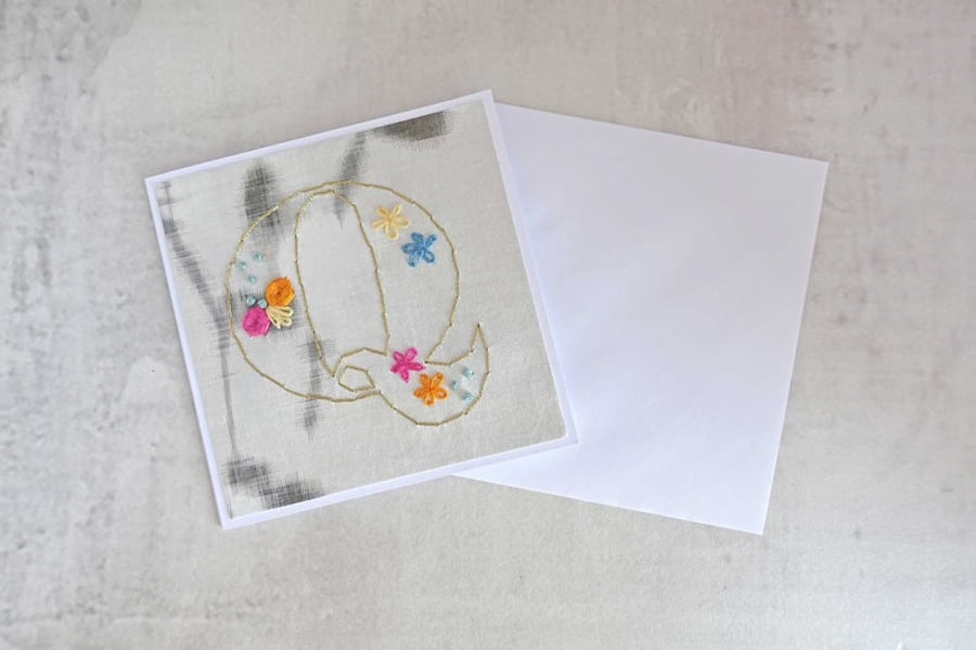 SALE Hand Stitched Letter Q Card