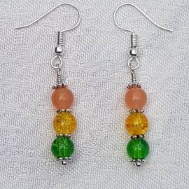 Gorgeous Orange Spectrum Earrings - Silver tone No7 