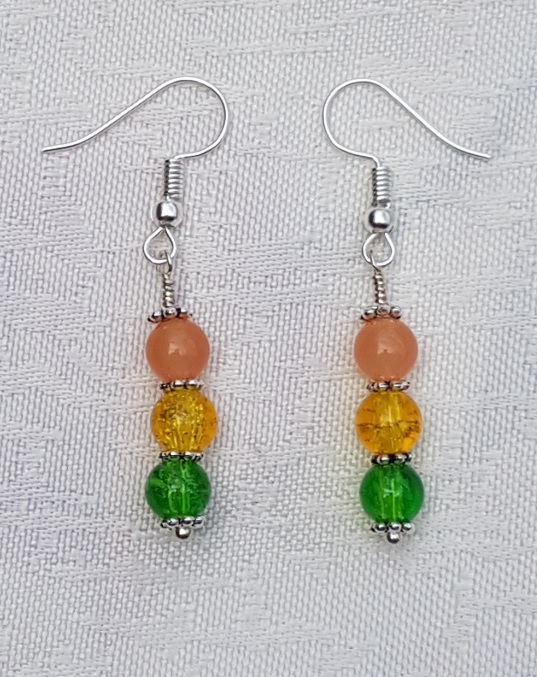 Gorgeous Orange Spectrum Earrings - Silver tone No7 