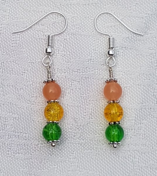 Gorgeous Orange Spectrum Earrings - Silver tone No7 