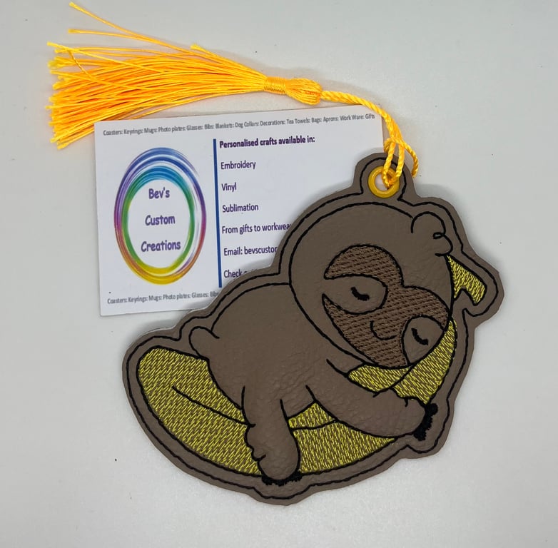 Sloth Embroidered Bookmark, 
