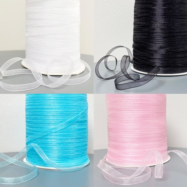 6mm Wide - 40 Metres Woven Edge Organza Ribbon