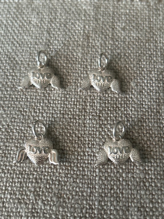 Sterling silver heart charms for jewellery making