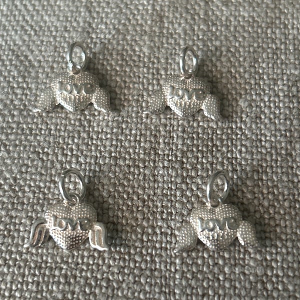 Sterling silver heart charms for jewellery making
