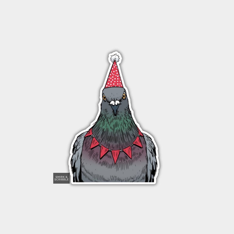 Funny Novelty Vinyl Sticker - Grumpy Birthday Pigeon