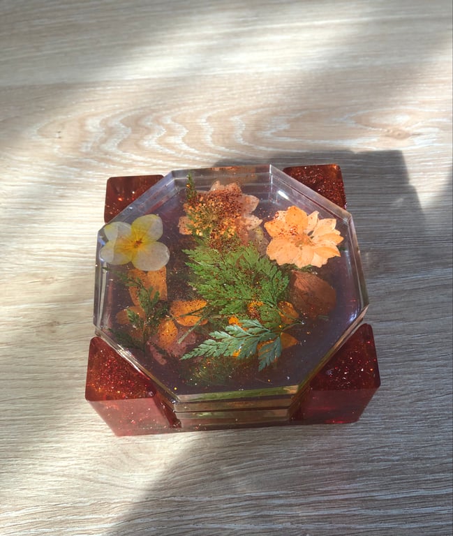 Autumn Coasters & Holder