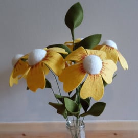 Mellow yellow bouquet, felt flower bouquet, home decor, handmade boquet